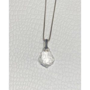 JBB Joshua Benbassat Sterling Silver Clear Crystal Pendant 17 3/4 Necklace 925